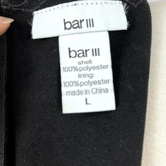 Bar III Black Embroidered Faux Suede Mini Shift Dress Size Large - Picture 13 of 13